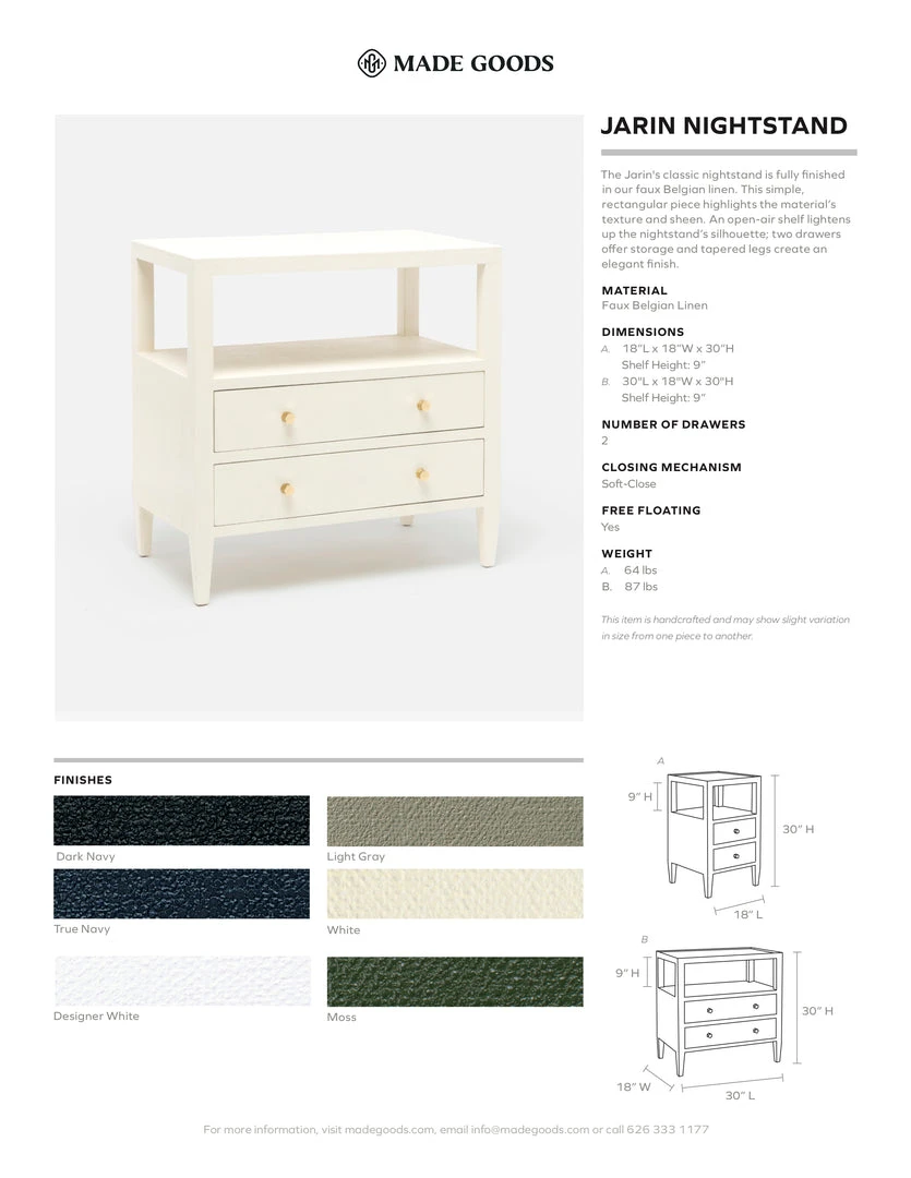 Made Goods Jarin Double Nightstand Light Gray Faux Belgian Linen 6 Made Goods Jarin Double Nightstand Light Gray Faux Belgian Linen