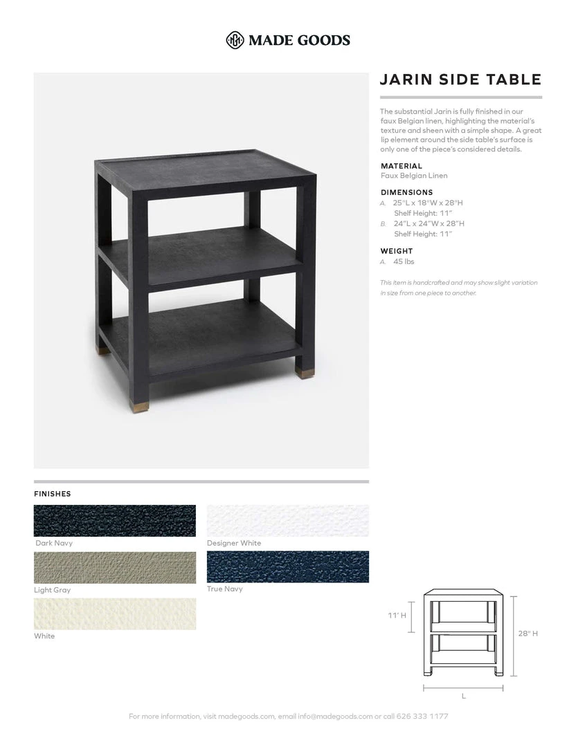 Made Goods New Arrivals Jarin Side Table Dark Navy Faux Belgian Linen 6 Made Goods New Arrivals Jarin Side Table Dark Navy Faux Belgian Linen