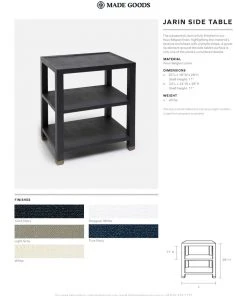 Made Goods New Arrivals Jarin Side Table Designer White Faux Belgian Linen