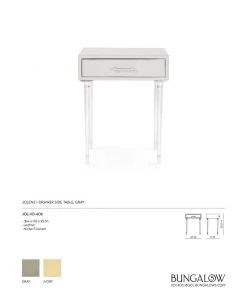 Bungalow 5 New Arrivals Jolene 1 Drawer Side Table Gray 13 Bungalow 5 New Arrivals Jolene 1 Drawer Side Table Gray