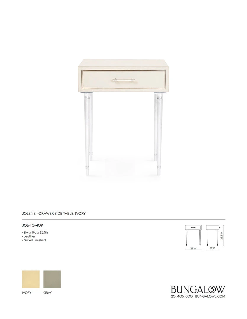 Bungalow 5 New Arrivals Jolene 1 Drawer Side Table Ivory 6 Bungalow 5 New Arrivals Jolene 1 Drawer Side Table Ivory