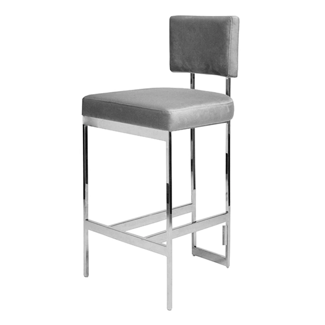 Worlds Away New Arrivals Jones Bar Stool Gray Velvet And Nickel Worlds Away New Arrivals Jones Bar Stool Gray Velvet And Nickel