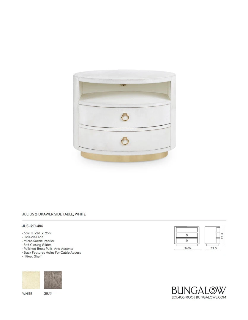 Bungalow 5 Julius 2 Drawer Side Table White 10 Bungalow 5 Julius 2 Drawer Side Table White