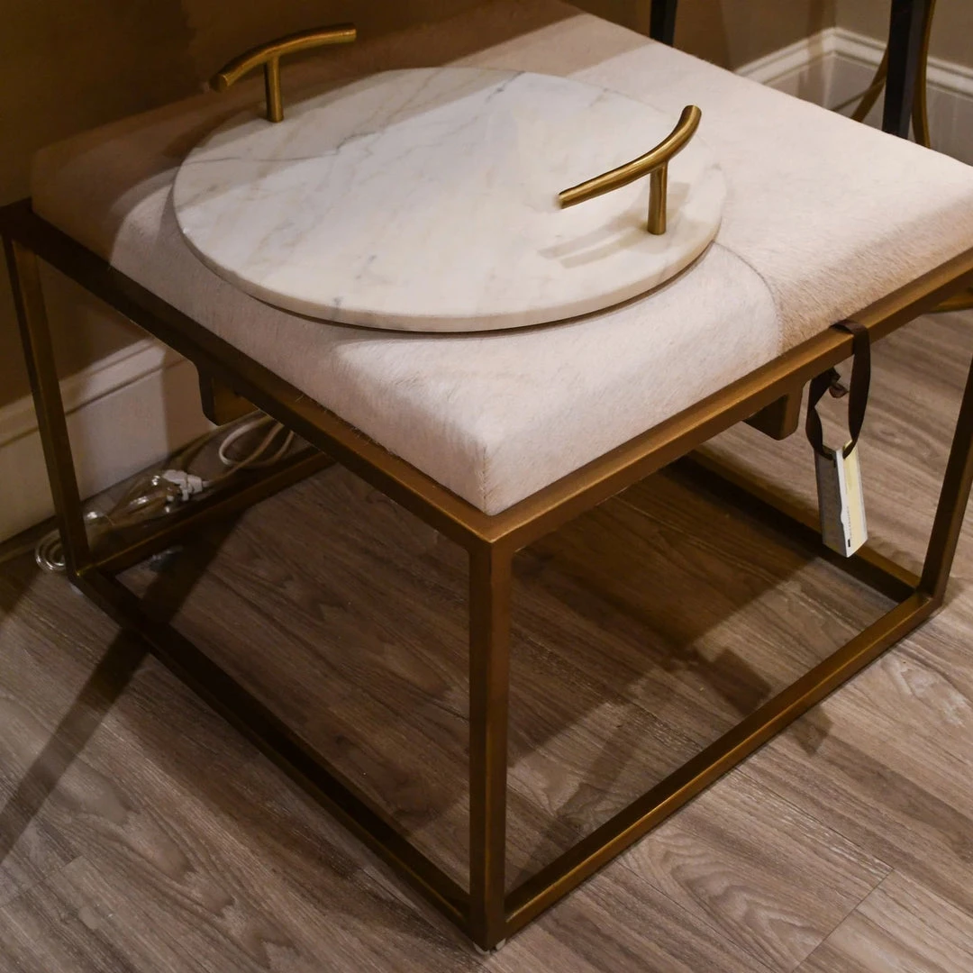 Jamie Young New Arrivals Shelby Stool White Hide 4 Jamie Young New Arrivals Shelby Stool White Hide