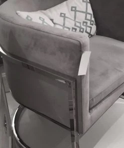 Worlds Away Jenna Chair Nickel And Grey Velvet