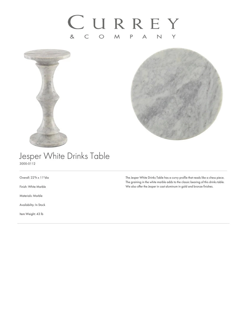 Currey And Company Jesper White Drinks Table New Arrivals 6 Currey And Company Jesper White Drinks Table New Arrivals