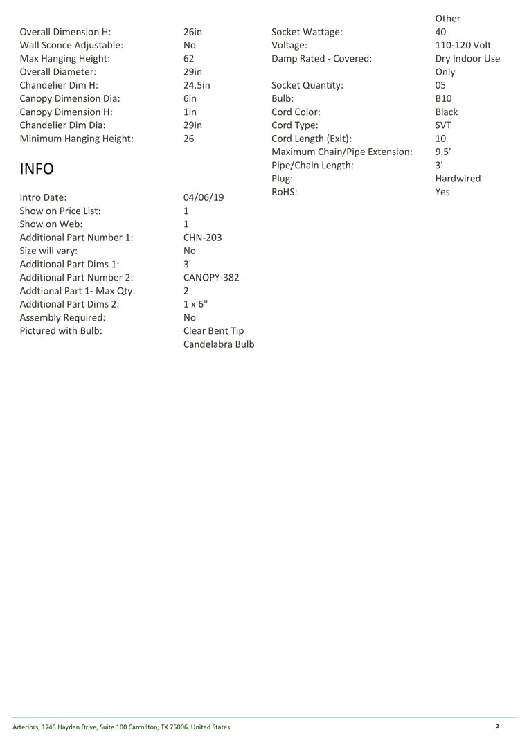 Arteriors Home Johyo Chandelier 8 Arteriors Home Johyo Chandelier