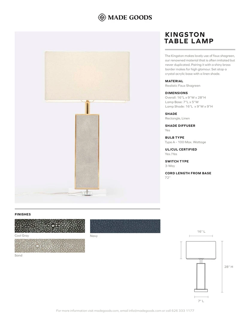 Made Goods New Arrivals Kingston Table Lamp Sand Faux Shagreen 6 Made Goods New Arrivals Kingston Table Lamp Sand Faux Shagreen