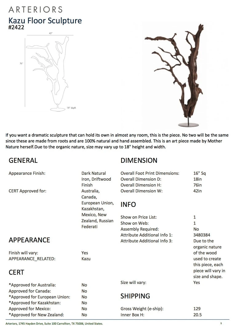 Arteriors Home New Arrivals Kazu Floor Sculpture 7 Arteriors Home New Arrivals Kazu Floor Sculpture