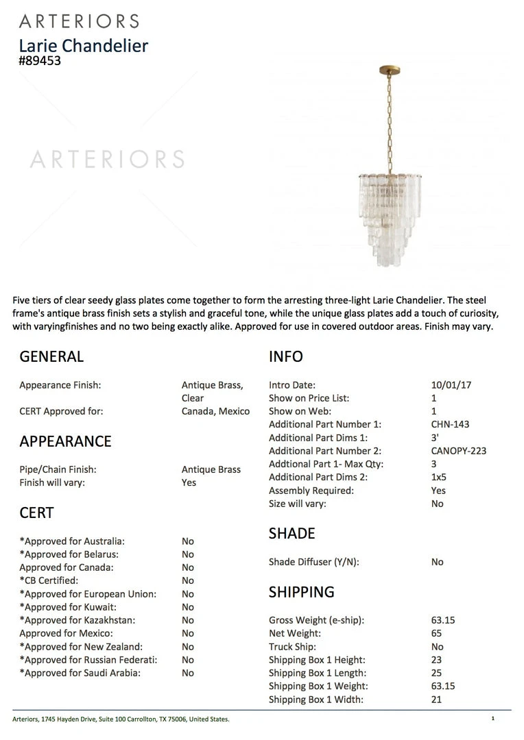 Arteriors Home Larie Chandelier 8 Arteriors Home Larie Chandelier