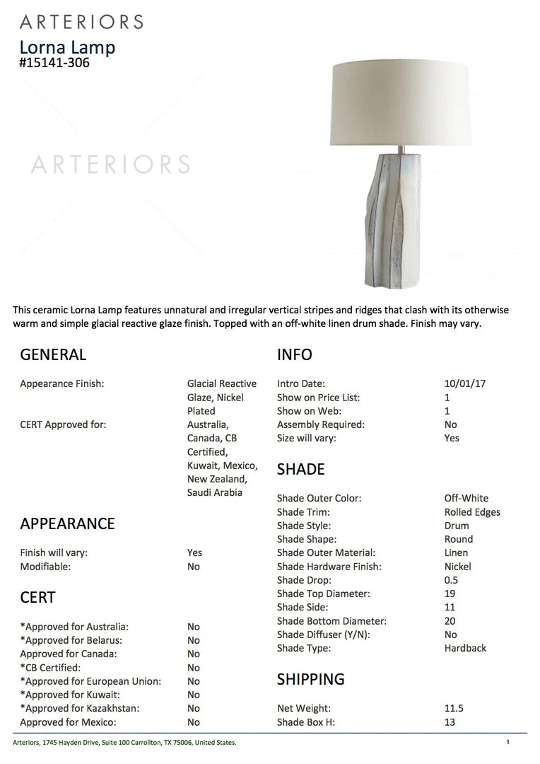 Arteriors Home New Arrivals Lorna Lamp 7 Arteriors Home New Arrivals Lorna Lamp
