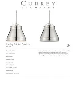 Currey And Company Lumley Nickel Pendant New Arrivals