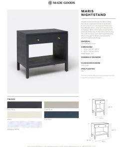 Made Goods Maris Single Nightstand White Faux Belgian Linen