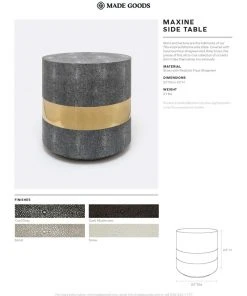 Made Goods New Arrivals Maxine Side Table Brass And Sand Faux Shagreen 7 Made Goods New Arrivals Maxine Side Table Brass And Sand Faux Shagreen