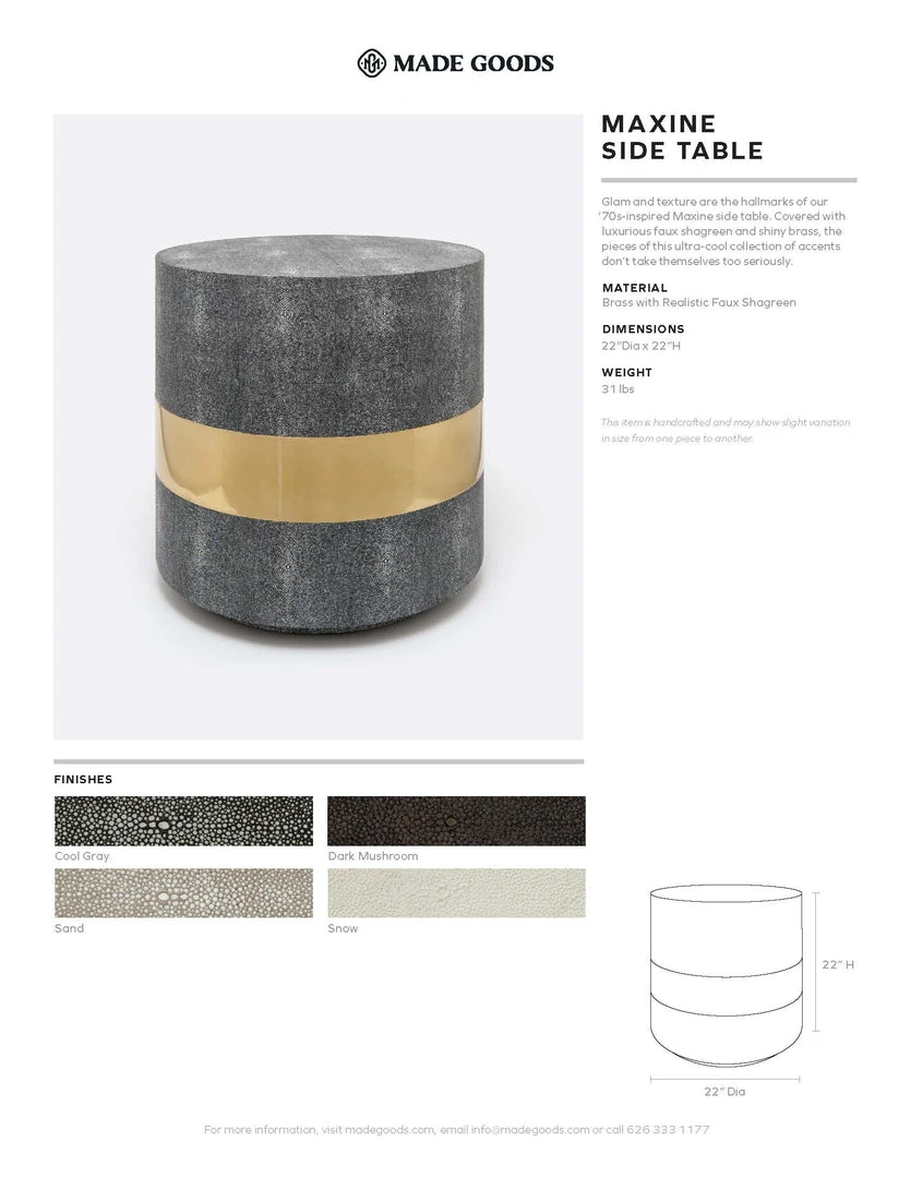 Made Goods New Arrivals Maxine Side Table Brass And Sand Faux Shagreen 5 Made Goods New Arrivals Maxine Side Table Brass And Sand Faux Shagreen