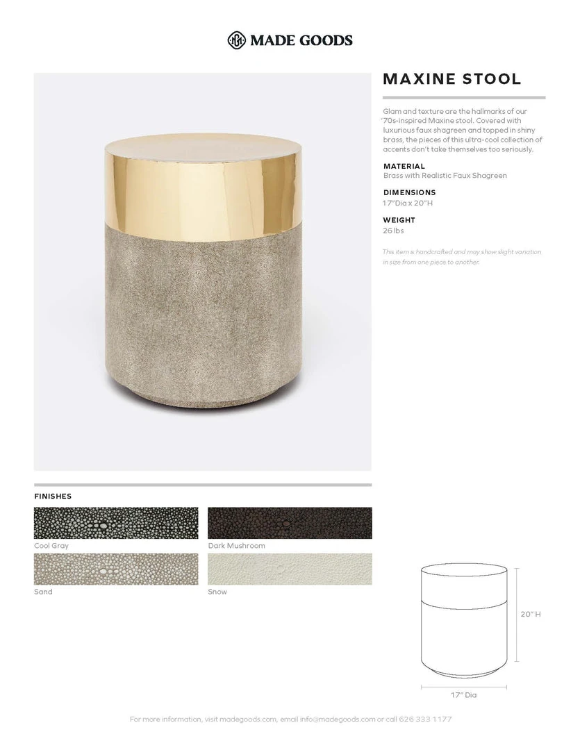 Made Goods Maxine Stool Brass And Sand Faux Shagreen New Arrivals 5 Made Goods Maxine Stool Brass And Sand Faux Shagreen New Arrivals