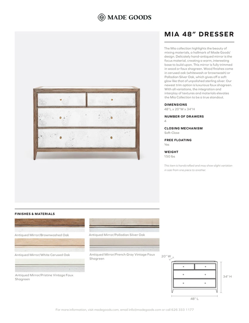 Made Goods Mia 48" Dresser Palladian Silver New Arrivals 6 Made Goods Mia 48" Dresser Palladian Silver New Arrivals