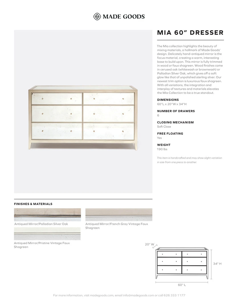 Made Goods Mia 60" Dresser Pristine 5 Made Goods Mia 60" Dresser Pristine