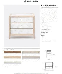 Made Goods Mia Single Nightstand Pristine Vintage Faux Shagreen