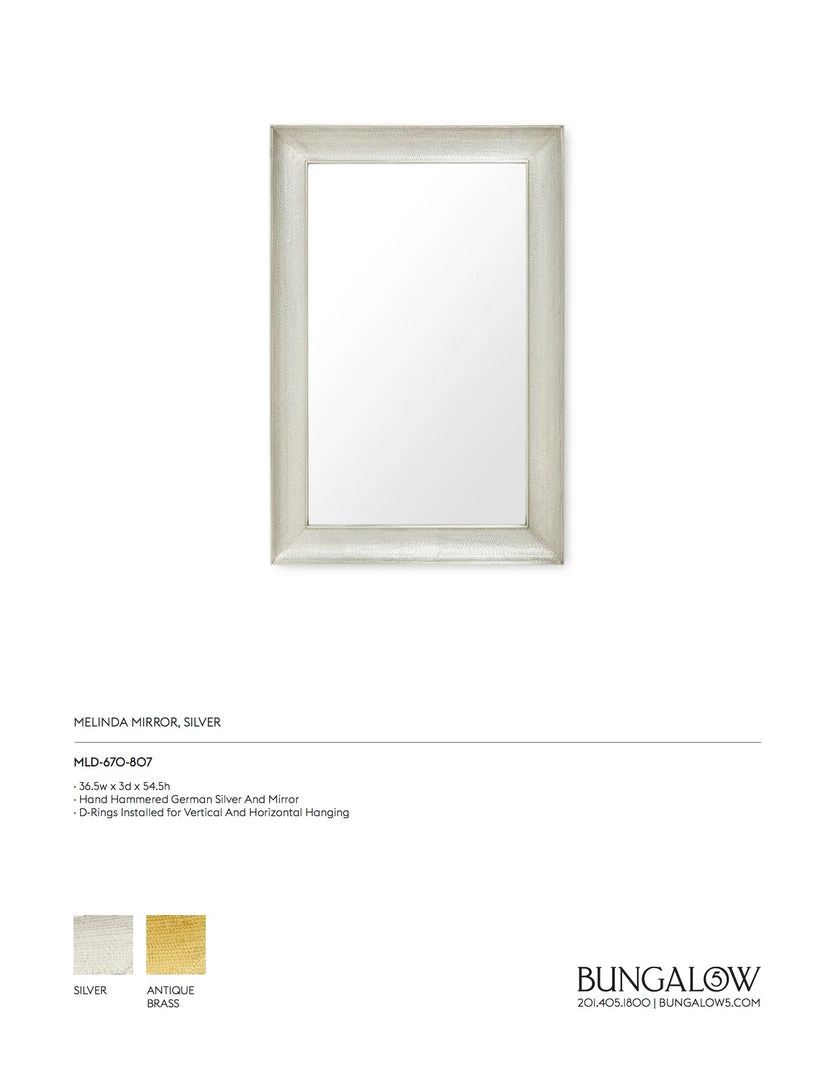 Bungalow 5 Melinda Rectangular Mirror German Silver New Arrivals 6 Bungalow 5 Melinda Rectangular Mirror German Silver New Arrivals