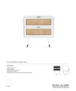 Bungalow 5 Malmo Two Drawer Side Table White New Arrivals