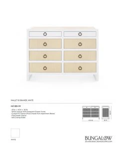 Bungalow 5 New Arrivals Mallet 8 Drawer Dresser Grasscloth And White Lacquer 15 Bungalow 5 New Arrivals Mallet 8 Drawer Dresser Grasscloth And White Lacquer
