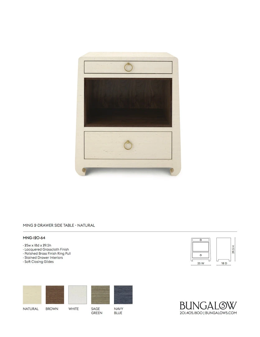 Bungalow 5 Ming 2 Drawer Side Table Natural New Arrivals 6 Bungalow 5 Ming 2 Drawer Side Table Natural New Arrivals