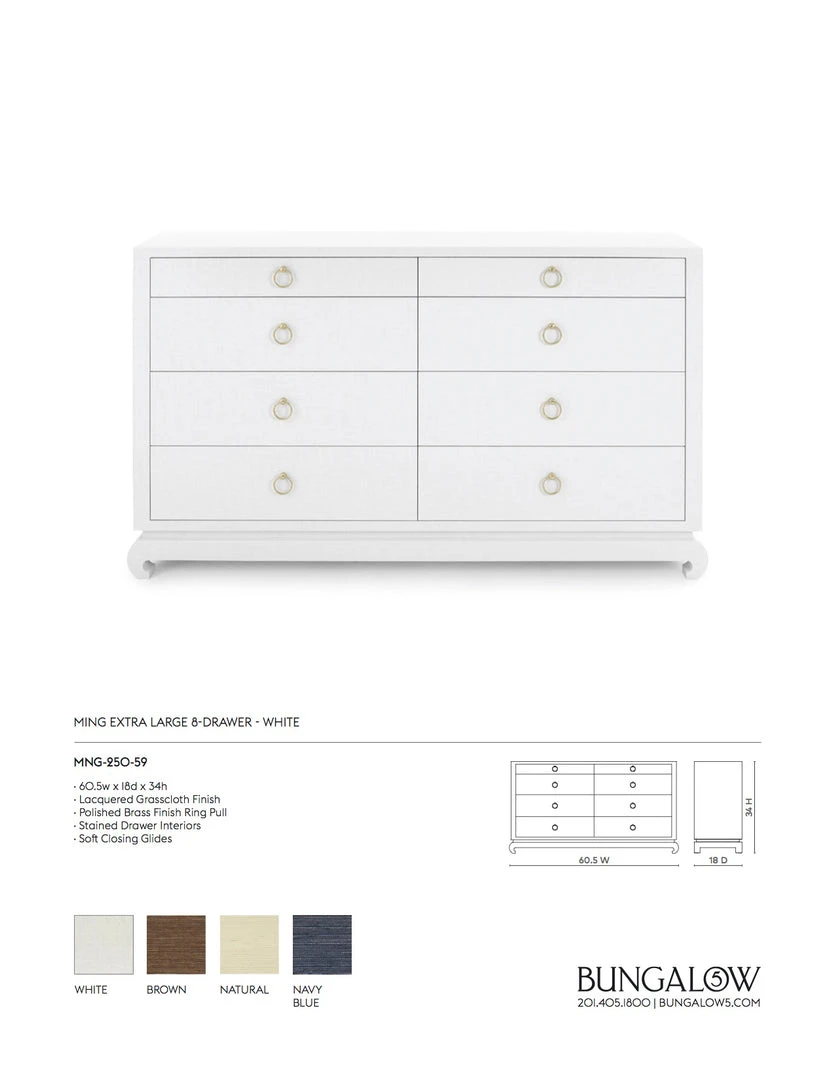 Bungalow 5 Ming Extra Large 8 Drawer Dresser White New Arrivals 8 Bungalow 5 Ming Extra Large 8 Drawer Dresser White New Arrivals