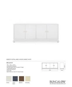 Bungalow 5 New Arrivals Meredith Extra Large 4 Door Cabinet White