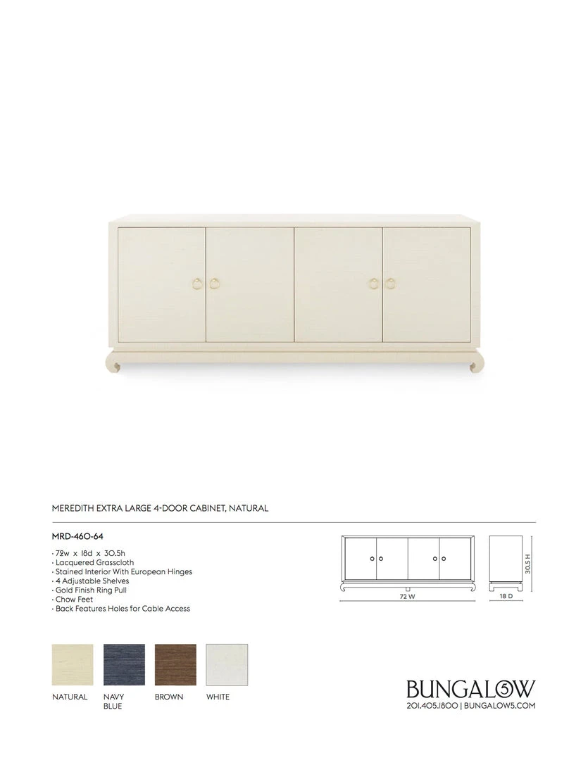 Bungalow 5 New Arrivals Meredith Extra Large 4 Door Cabinet Natural 6 Bungalow 5 New Arrivals Meredith Extra Large 4 Door Cabinet Natural