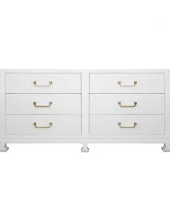 Worlds Away Murray Chest White Grasscloth