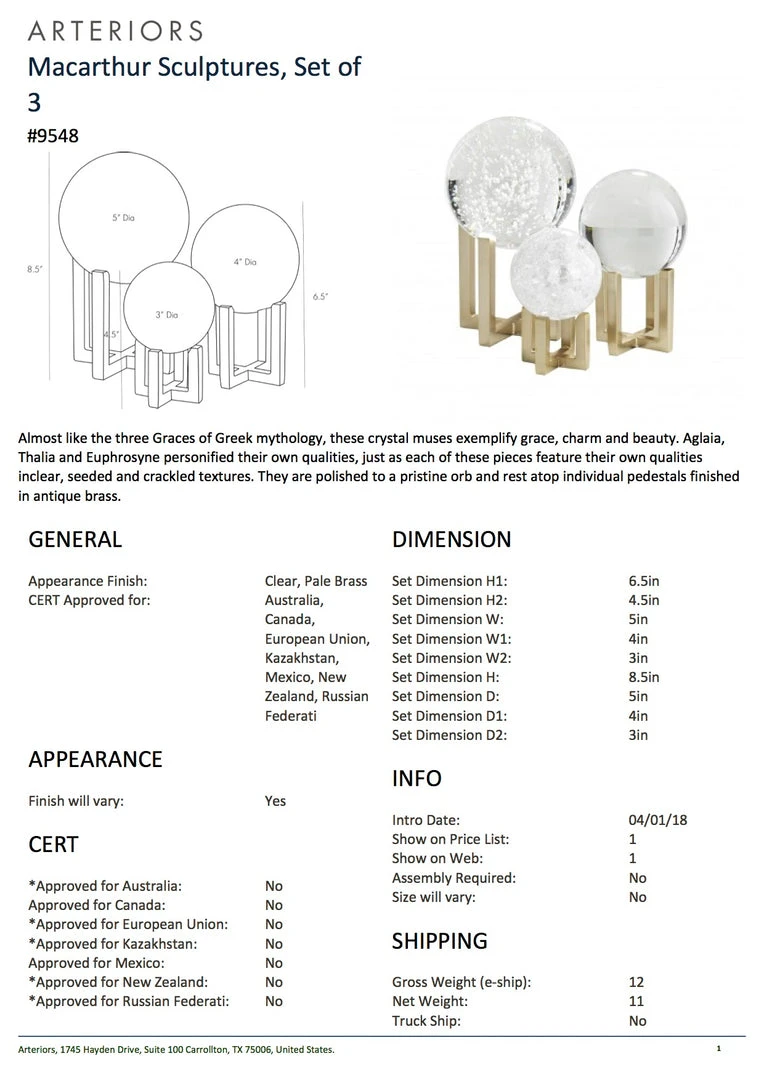 Arteriors Home MacArthur Sculptures Set Of 3 New Arrivals 7 Arteriors Home MacArthur Sculptures Set Of 3 New Arrivals
