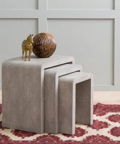 Made Goods Harlow Nesting Tables Sand Faux Shagreen 10 Made Goods Harlow Nesting Tables Sand Faux Shagreen