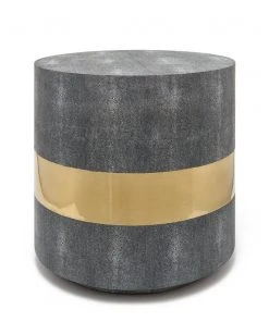 Made Goods Maxine Side Table Brass And Cool Gray Faux Shagreen New Arrivals