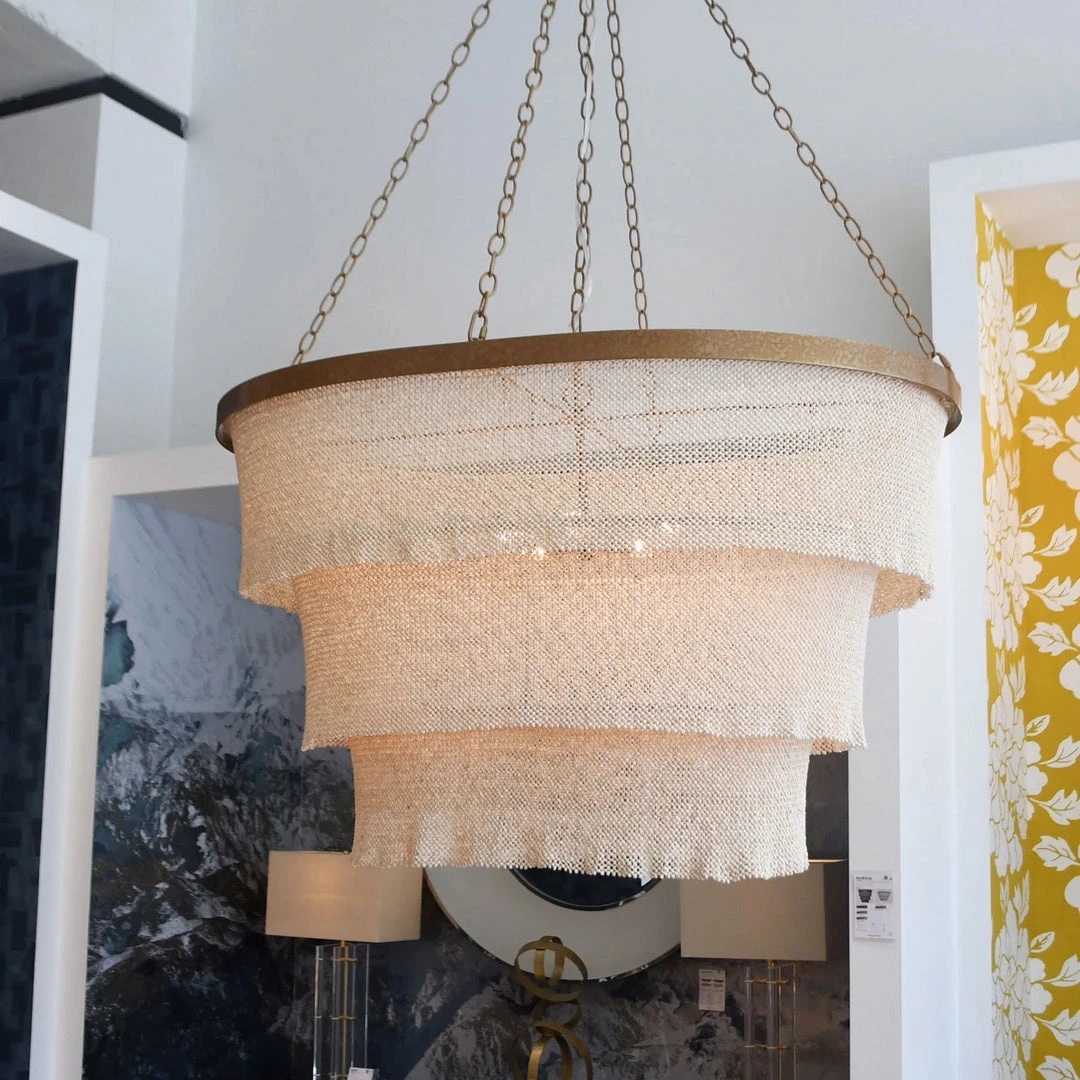 Made Goods Patricia Chandelier Oval Natural Coco Beads And Gold Metal 8 Made Goods Patricia Chandelier Oval Natural Coco Beads And Gold Metal