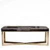 Made Goods Roger Double Bench Dark Brown Hide With Antique Brass Base