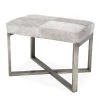 Made Goods New Arrivals Roger Single Bench Gray Hide With Silver Metal Base