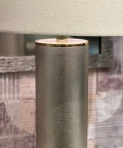 Made Goods New Arrivals Tavis Table Lamp Warm Silver Faux Linen