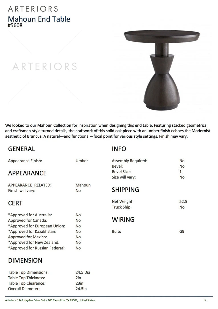 Arteriors Home Mahoun End Table 8 Arteriors Home Mahoun End Table