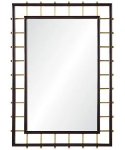 Mirror Home Dark Mahogany And Burnished Brass Mirror