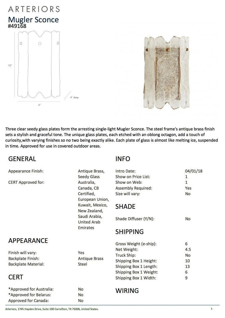 Arteriors Home Mugler Sconce New Arrivals 9 Arteriors Home Mugler Sconce New Arrivals