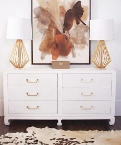 Worlds Away Murray Chest White Grasscloth