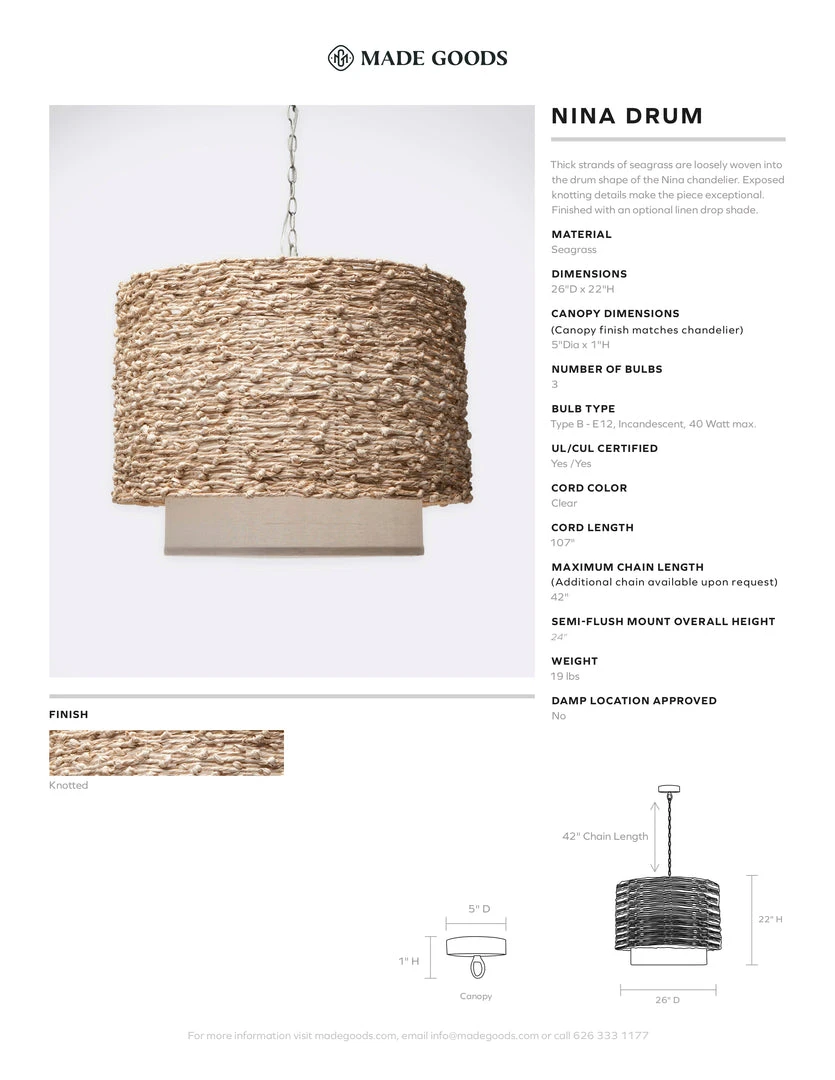Made Goods Nina Drum Knotted Seagrass 6 Made Goods Nina Drum Knotted Seagrass