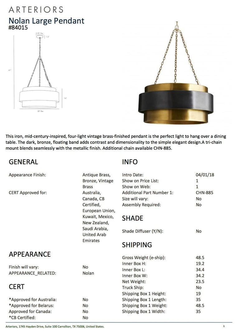 Arteriors Home Nolan Large Pendant Black New Arrivals 7 Arteriors Home Nolan Large Pendant Black New Arrivals