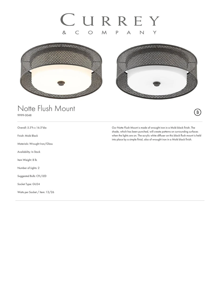 Currey And Company Notte Flush Mount 6 Currey And Company Notte Flush Mount