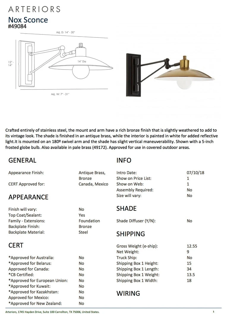 Arteriors Home Nox Sconce Bronze And Antique Brass New Arrivals 6 Arteriors Home Nox Sconce Bronze And Antique Brass New Arrivals