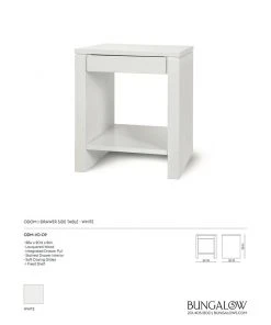 Bungalow 5 New Arrivals Odom 1 Drawer Side Table White