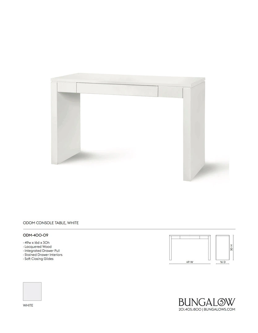Bungalow 5 New Arrivals Odom Console Table White 4 Bungalow 5 New Arrivals Odom Console Table White