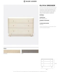 Made Goods New Arrivals Olivia 3 Drawer Dresser Off White Faux Raffia