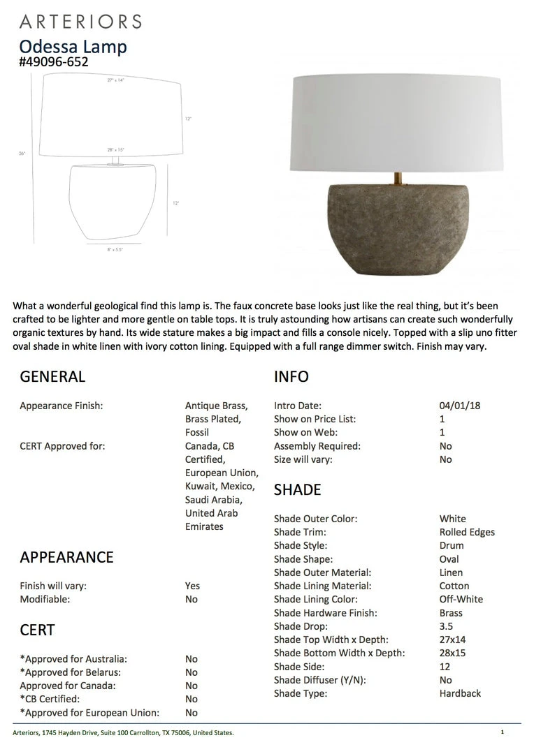 Arteriors Home New Arrivals Odessa Table Lamp 7 Arteriors Home New Arrivals Odessa Table Lamp